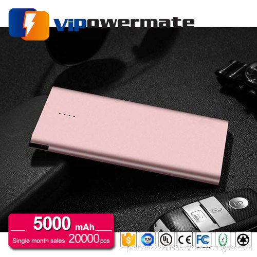 High quality mini pocket built-in micro usb portable li-polymer mobile power bank 5000mah with phone